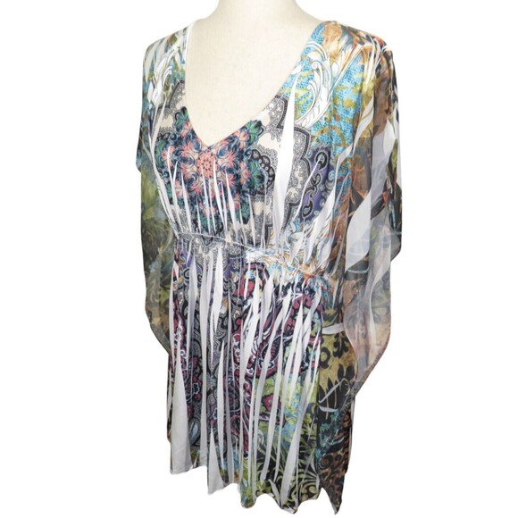 Lafiance Y2K Sublimation Print Flowy Flutter Sleeve Top Size XL - Picture 3 of 9